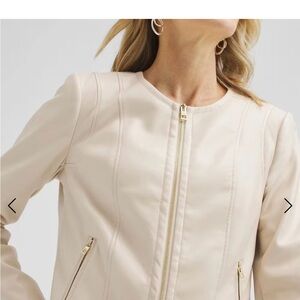 Chico's Cream Leather Jacket
